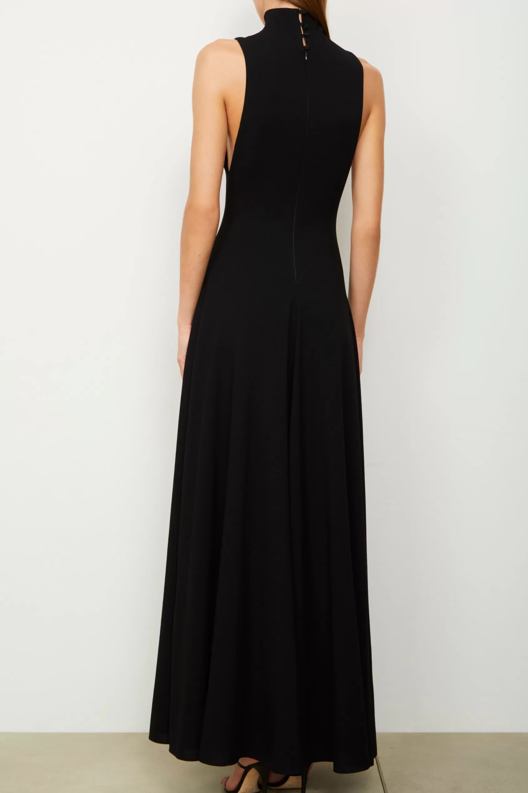 Dresses<Brandon Maxwell The Aurora Mock Neck Sleeveless Maxi Dress In Black