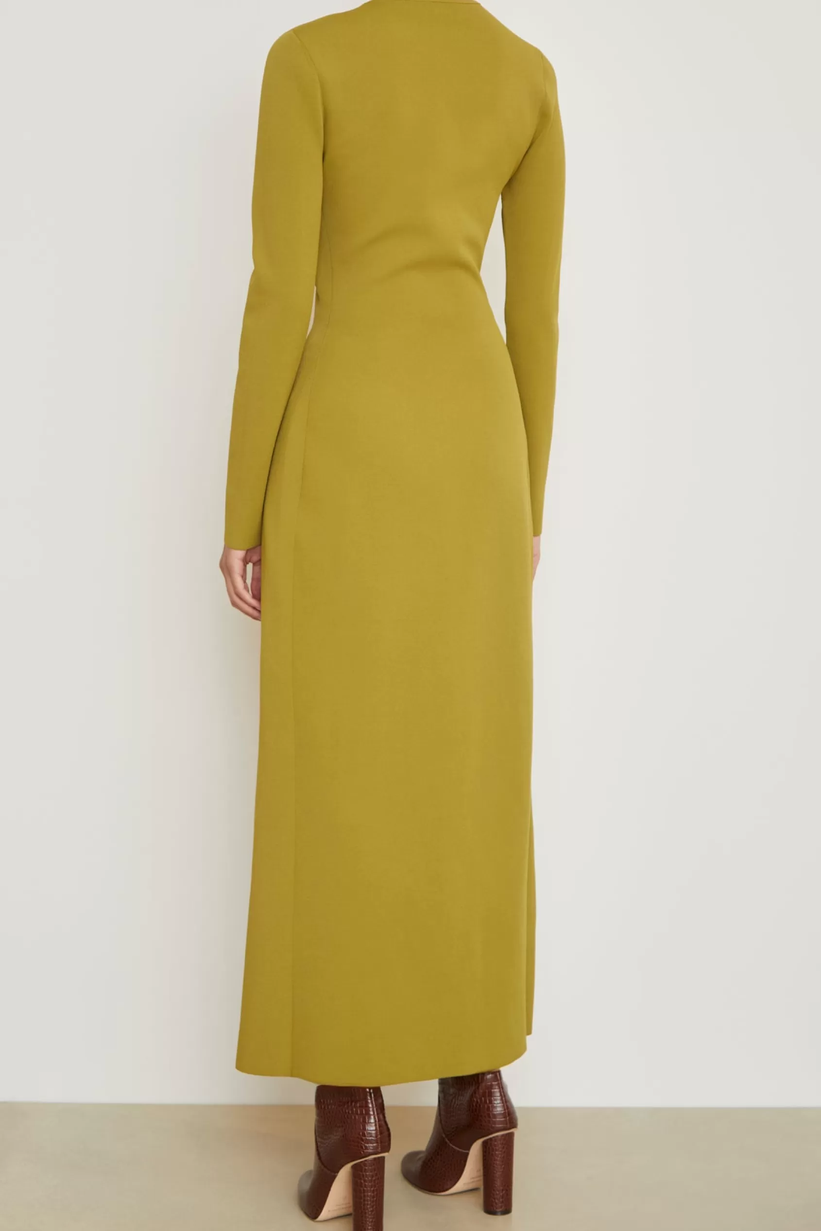Knitwear<Brandon Maxwell The Emm Crew Neck Long Sleeve Cardigan Dress In Green