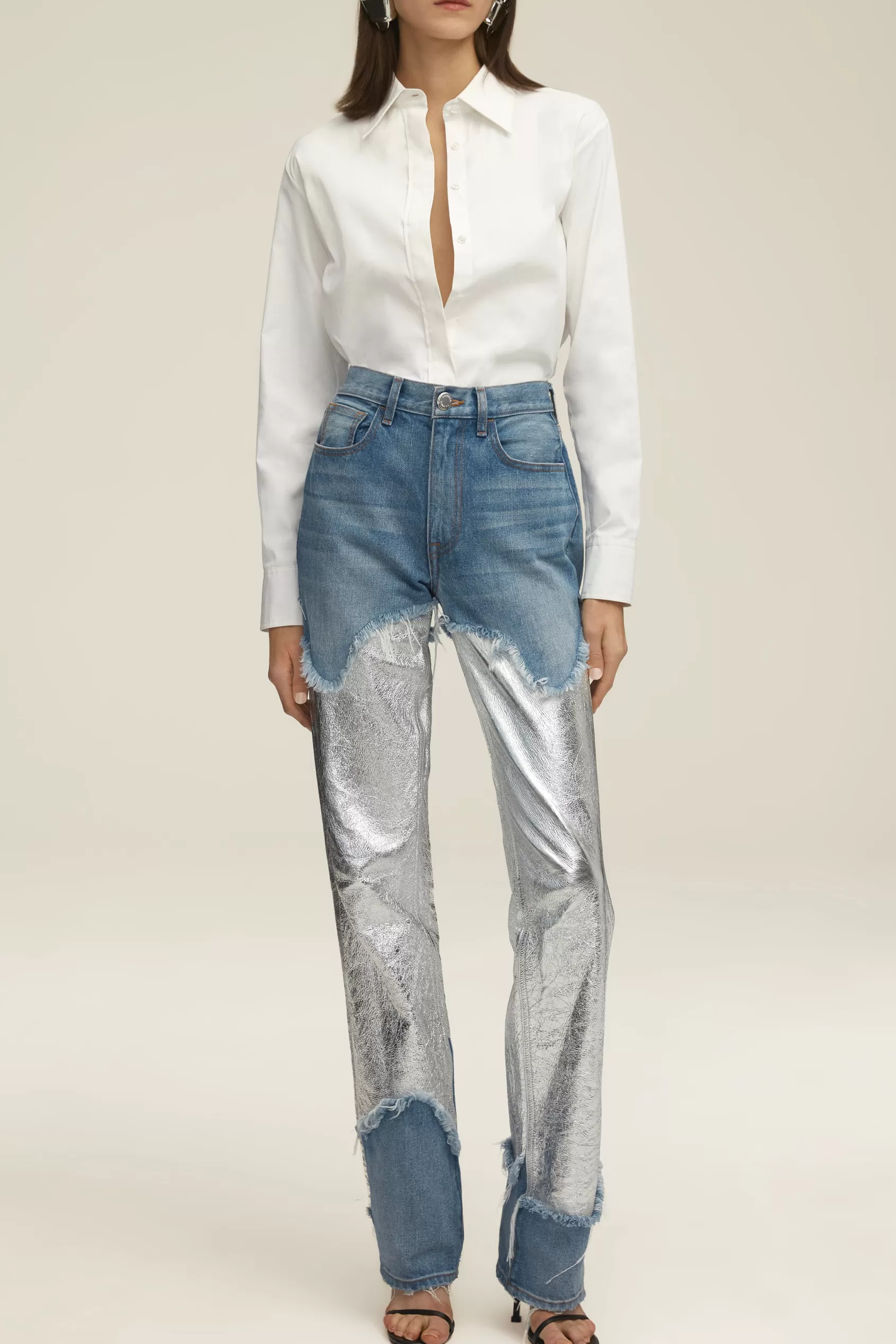 Tops<Brandon Maxwell The Mira Boyfriend Button Up With Split Back In White