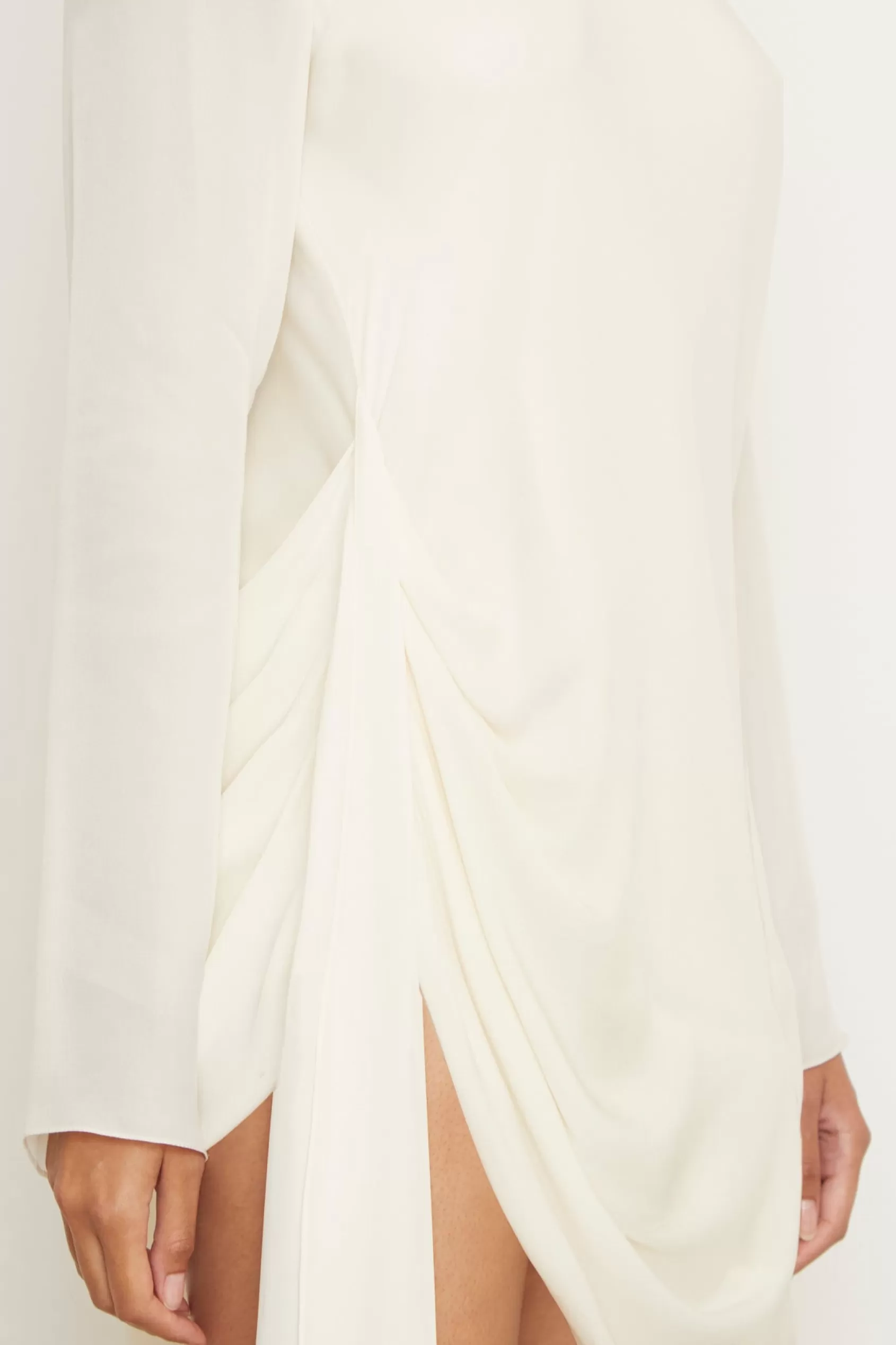 Dresses<Brandon Maxwell The Raina Mini Dress With Draped Waist And Neck Scarf In Ivory
